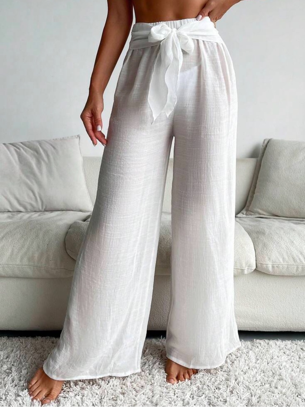 🔥FINAL SALE🔥 Women's Wide-Leg White Linen Pants